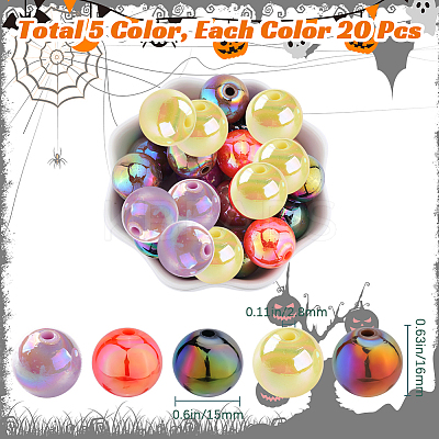 Halloween Theme 100Pcs 5 Colors Opaque Acrylic Beads MACR-SP0001-01B-05-1
