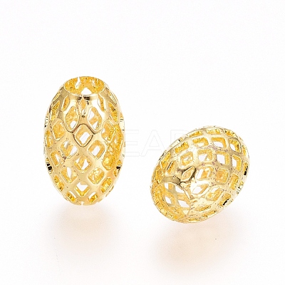 Rack Plating Brass Filigree Beads X-KK-D530-08G-1