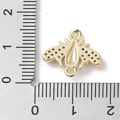 Brass Micro Pave Clear Cubic Zirconia Connector Charms KK-G491-43G-1