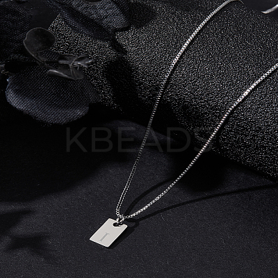 1Pc Stainless Steel Letter Rectangle Pendant Necklaces NJEW-LP0001-34I-P-1