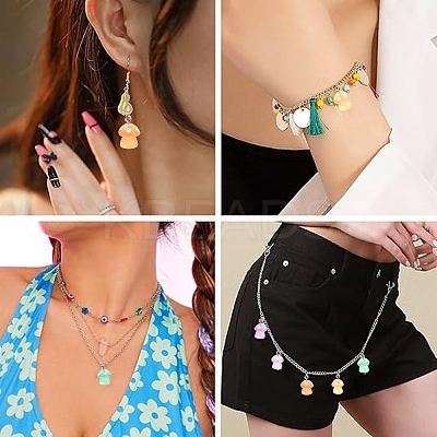 6Pcs Luminous Resin Mushroom Charms CRES-YW0002-47-1