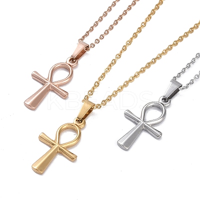 Ion Plating(IP) 304 Stainless Steel Cable Chain Necklaces NJEW-G081-07-1