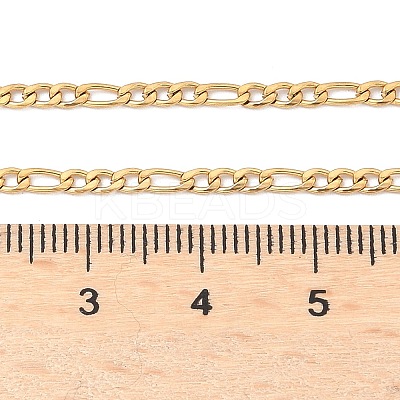 Ion Plating(IP) 304 Stainless Steel Figaro Chain Necklaces STAS-K168-01G-1