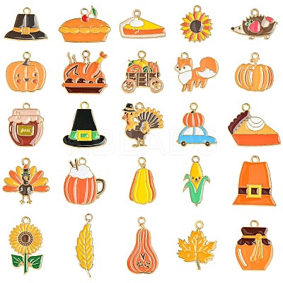 50Pcs 25 Styles Thanksgiving Day Alloy Enamel Pendants FIND-CJ0003-45-1