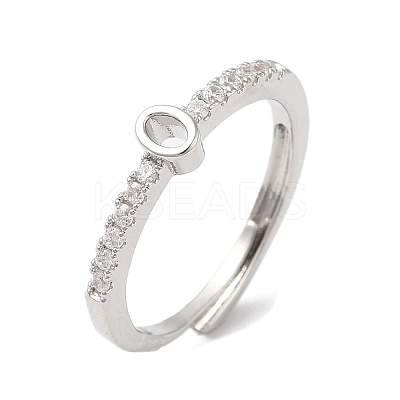 Rack Plating Brass Clear Cubic Zirconia Number 0 Adjustable Rings for Women RJEW-S407-09P-10-1
