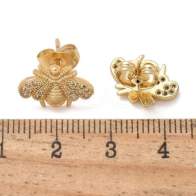 Brass Micro Pave Clear Cubic Zirconia Stud Earrings EJEW-D305-20G-02-1