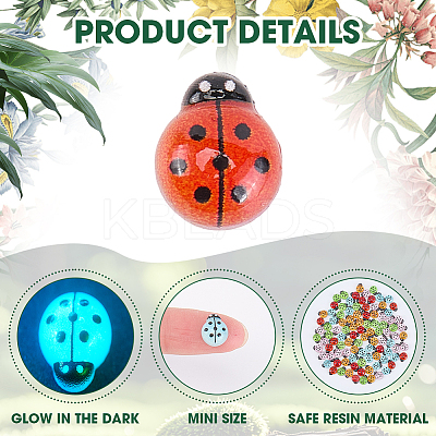 100Pcs 5 Colors Luminous Resin Decoden Cabochons RESI-CP0001-08-1