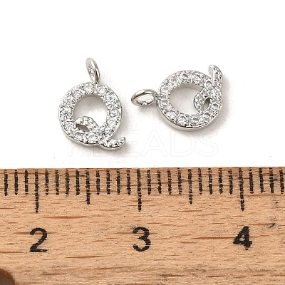 Initial Letter Brass Micro Pave Cubic Zirconia Pendants ZIRC-F008-Q-1
