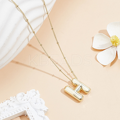 1pc Brass Chain with Alloy Letter Pendants Necklaces NJEW-LP0001-41H-G-1