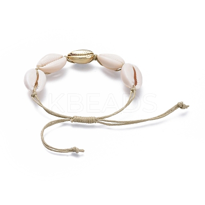 Adjustable Waxed Cotton Cord Braided Bead Bracelets X-BJEW-JB05121-02-1