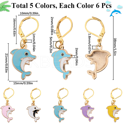 Dolphin Alloy Enamel Pendant Decorations HJEW-SC00053-1