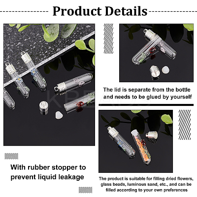 7 sets 7 style Clear Glass Long Bottle Pendants GLAA-PH0001-88-1