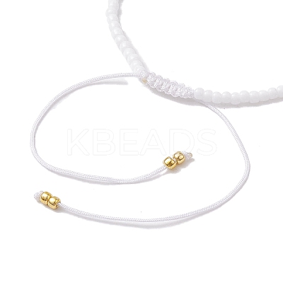 Adjustable Natural Rainbow Moonstone & Seed Braided Bead Bracelets BJEW-JB10181-01-1