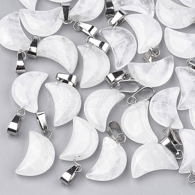 Moon Natural Quartz Crystal Pendants X-G-Q369-04-1