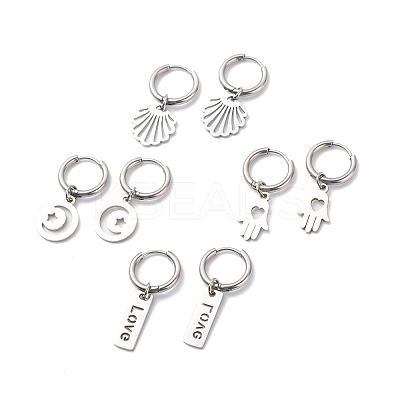 Non-Tarnish 304 Stainless Steel Dangle Hoop Earrings for Women EJEW-JE05037-1