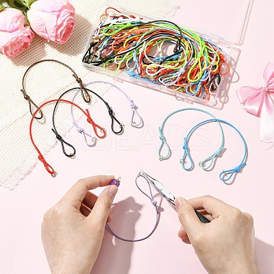 60Pcs 12 Colors Adjustable Waxed Polyester Cord Bracelet Making AJEW-CJ00011-1