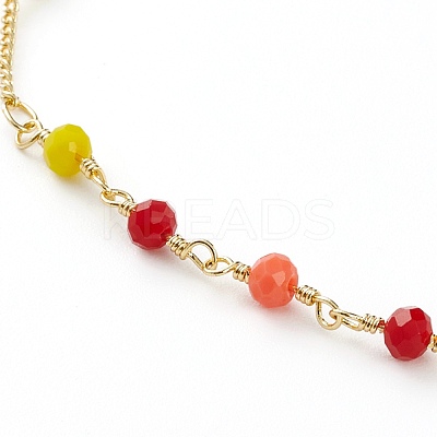 Faceted Glass Beaded Anklets AJEW-AN00379-1