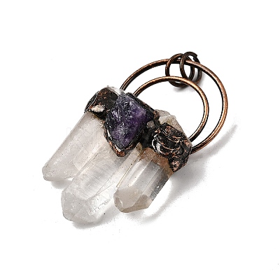 Natural Quartz Crystal Prism & Amethyst Big Pendants G-A270-02R-1