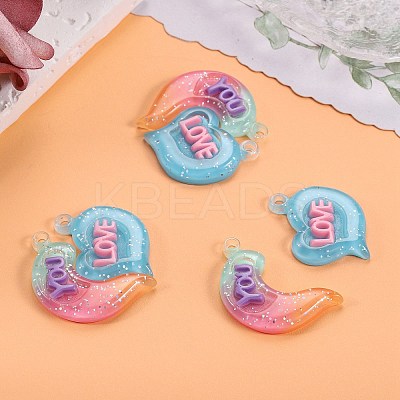 10 Sets Gradient Color Opaque Resin Pendants RESI-SZ0001-91G-1