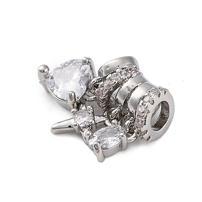 Brass Micro Pave Cubic Zirconia Pendants KK-P289-03P-1