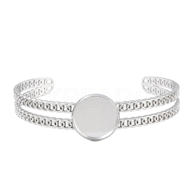304 Stainless Steel Blank Cuff Bangle Bases with Flat Round Tray SA-CBA82C8-05A-P-1