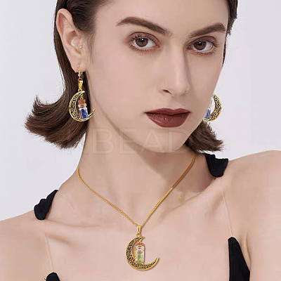 16Pcs 4 Styles Tibetan Style Alloy Moon Pendants PALLOY-FH00027-1