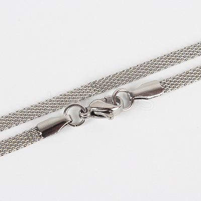Non-Tarnish 304 Stainless Steel Mesh Chain Necklace Making X-STAS-P045-15P-1