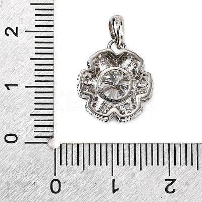925 Sterling Silver  Moissanite Rhinestone Flower Charms STER-D308-01A-P-1