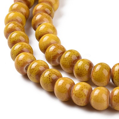 Handmade Fancy Antique Glazed Porcelain Ceramic Round Beads Strands PORC-L019-6mm-02-1