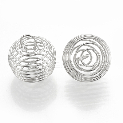 Hollow Lantern Iron Wire Bead Cage Pendants X-IFIN-N001-01P-1