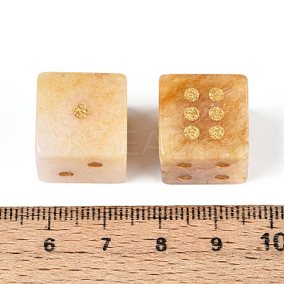 Natural Yellow Jade Carved Cube Dice T144-07H-1