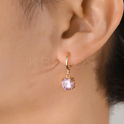 Elegant French Style Brass Pave Clear Cubic Zirconia Flat Round Hoop Earrings KO2254-1-1