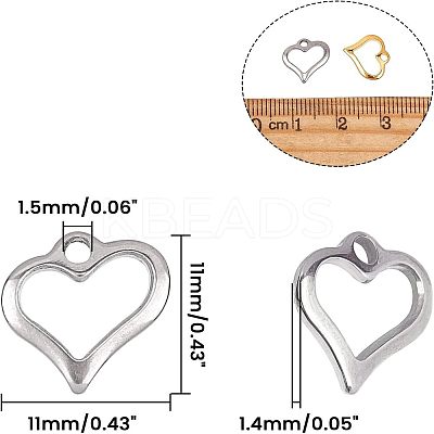 304 Stainless Steel Open Heart Charms STAS-UN0003-61-1