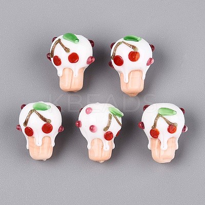 Handmade Lampwork Bumpy Beads LAMP-T022-06F-1