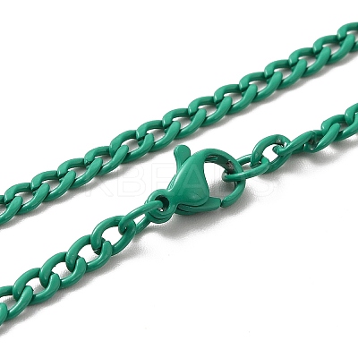Spray Painted 201 Stainless Steel Curb Chain Necklaces NJEW-R258-01F-1