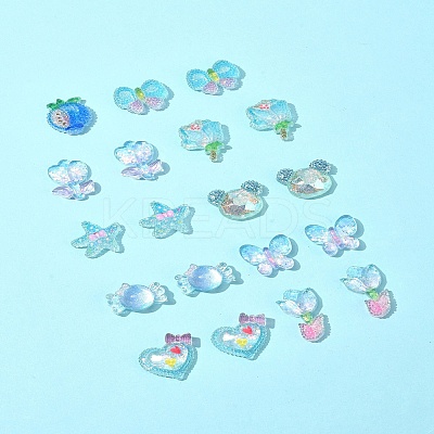20Pcs 10 Styles Flower Transparent Epoxy Resin Decoden Cabochons RESI-FS0001-94-1