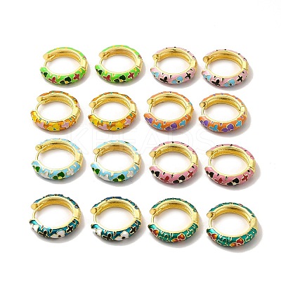 Flower Enamel Hoop Earrings EJEW-H091-04G-1