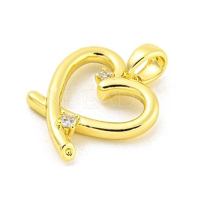 Brass Micro Pave Clear Cubic Zirconia Pendants KK-P263-09A-G-1
