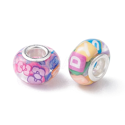10Pcs 5 Colors Transparent Resin European Rondelle Beads RPDL-YW0001-07B-1