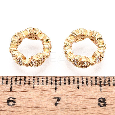 Brass Micro Pave Clear Cubic Zirconia European Beads KK-N275-03G-1