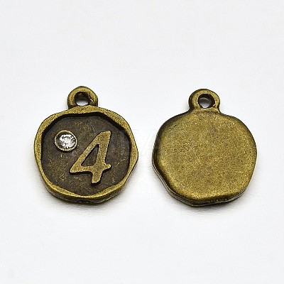 Antique Bronze Plated Alloy Rhinestone Charms ALRI-J153-04-NF-1