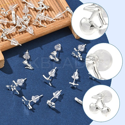 2 Pairs Alloy Stud Earrings for Women EJEW-FS0001-27G-1