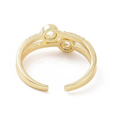 Clear Cubic Zirconia Circle Ring Open Cuff Ring RJEW-E072-19G-1