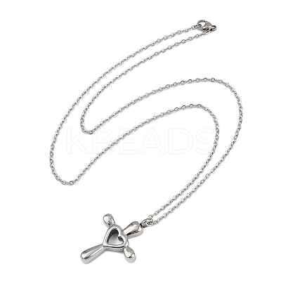 304 Stainless Steel Heart Cross Pendant Pet Urn Ashes Necklaces LS-NJEW-S455-05P-1