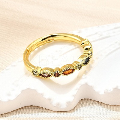 Adjustable Brass Micro Pave Cubic Zirconia Finger Rings for Women RJEW-H247-15G-1