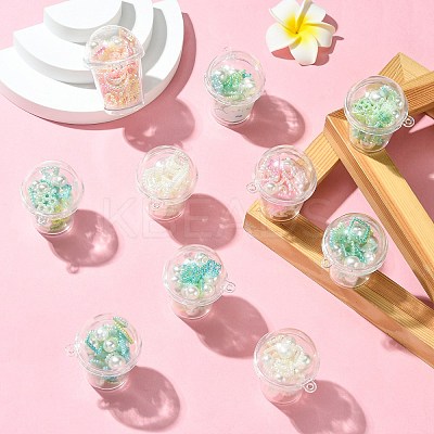 10Pcs Milk Tea Cup Theme Opaque Acrylic Pendants OACR-CJ0002-31-1