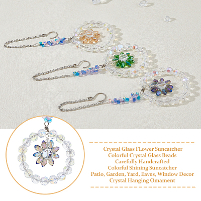 3Pcs Glass Pendant Decorations HJEW-FH00050-1