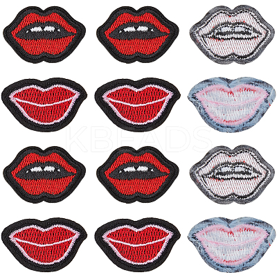 40Pcs 2 Styles Lip Polyester Computerized Embroidery Cloth Iron on/Sew on Patches DIY-GF0012-58-1