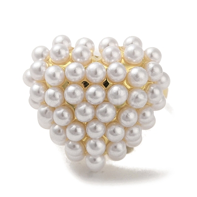 Rack Plating Brass Micro Pave Pearl Rings RJEW-R315-02A-G-1
