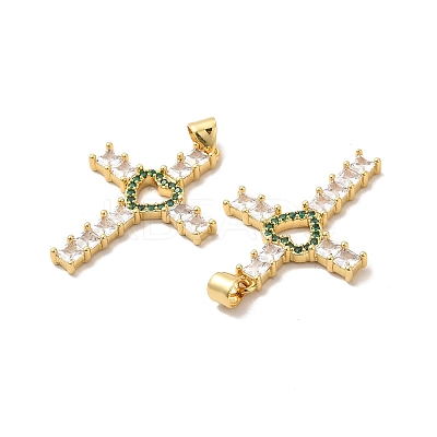 Rack Plating Brass Micro Pave Cubic Zirconia Pendants KK-K165-06G-02-1